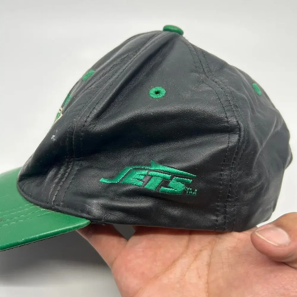 VTG New York Jets leather snapback hat